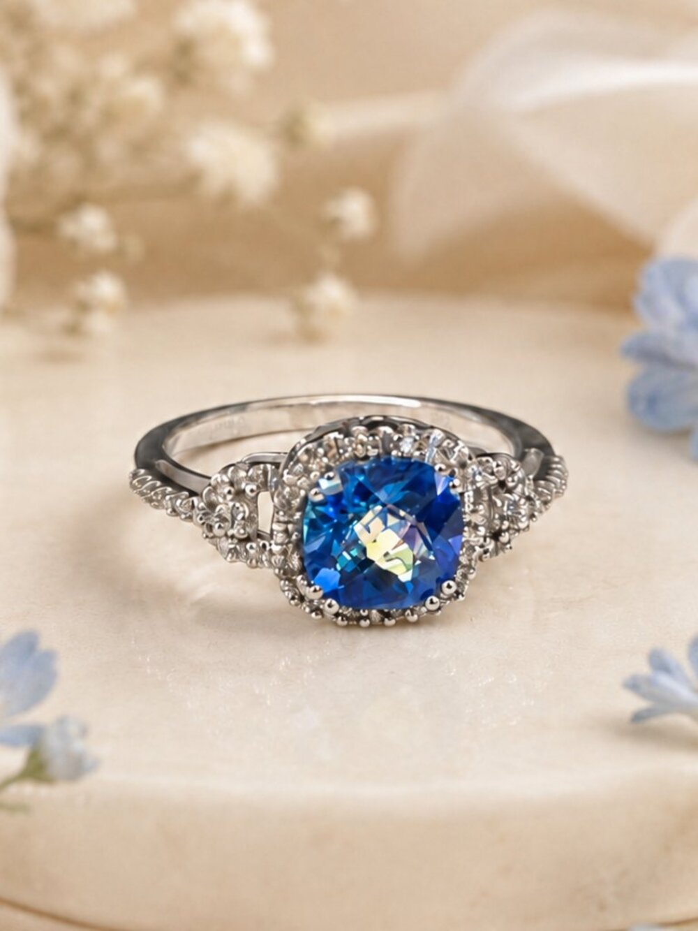 White Gold Pacific Topaz Ring